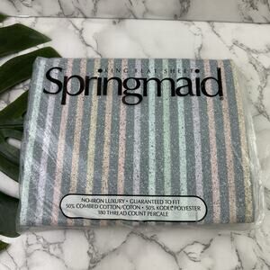 Springmaid Vintage 90s Striped Flat Sheet New King Size Tourmaline Finlayson